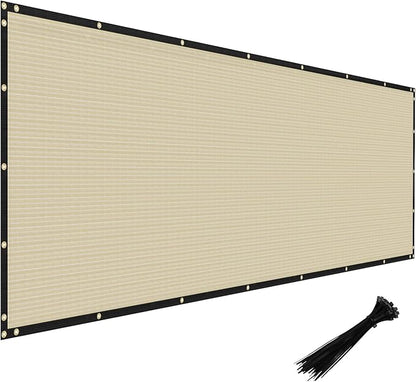 WINDSCREEN4LESS 6' x 12' Privacy Fence Screen in Beige Tan W/ Brass Grommet 85% Blockage Windscreen Outdoor Mesh Fencing Cover Netting 150GSM Fabric Zip Ties Included - Custom Size