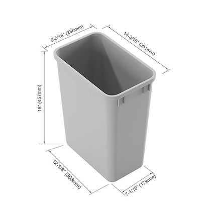 Dowell 35Qt Wastebasket Trash Container, 9Gal, Plastic, Stackable, for Kitchen/Bathroom/Office, Fits Under Sink/Desk (Can Only, Grey 4000 35 04)