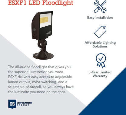 Lithonia Lighting ESXF1 ALO SWW2 KY DDB M2 Outdoor LED Switchable Floodlight, Knuckle or Yoke Mount, Bronze