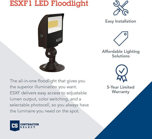 Lithonia Lighting ESXF1 ALO SWW2 KY DDB M2 Outdoor LED Switchable Floodlight, Knuckle or Yoke Mount, Bronze