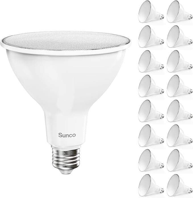 Sunco 16 Pack Outdoor Flood Light Bulbs LED PAR38, Waterproof, 1050 LM, 13W (100W Equivalent), 3000K Warm White, Wet Rated, Dimmable, E26 Base, for Backyard Landscape Porch Garage Yard, UL