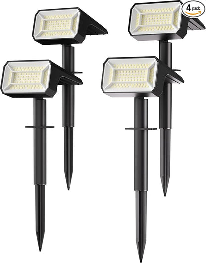 Fabrito 4 Pack Solar Spot Lights Outdoor Waterproof IP67, [108 LEDs, 4 Modes] Dusk to Dawn Spotlights for All Night, 2-in-1 Solar Landscape Lights for Garden, Yard, Tree, Pool, Cool White