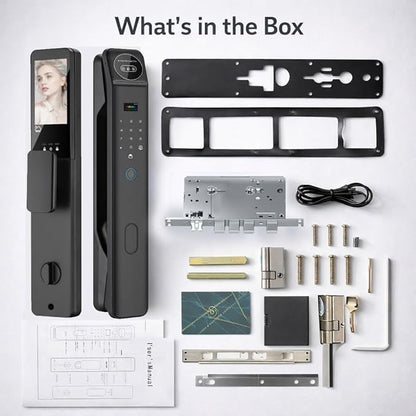 3D Face Recognition Smart Door Lock with Video Intercom, Biometric Palm Vein & Fingerprint Keyless Entry, 1080P HD Camera, Tuya App Control, Alexa Compatible, IP65 Waterproof, 5 Ways to Unlock