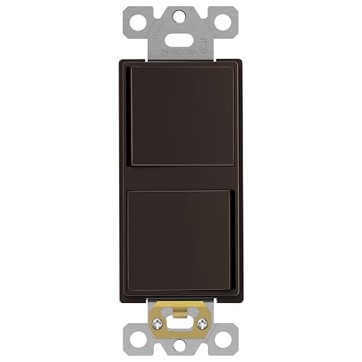 ENERLITES Brown Double Paddle Decorator Single Pole Switch, 15A, 1 Pack