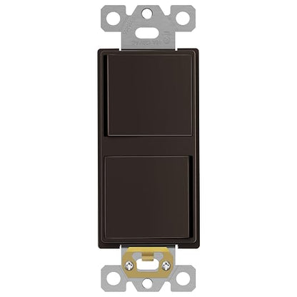 ENERLITES Brown Double Paddle Decorator Single Pole Switch, 15A, 1 Pack