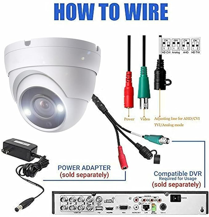 4K 8MP Analog Dome TVI CVI AHD 4 in 1 BNC Security Camera, Full Color Night Vision with 65ft IR Distance, 2.8mm 105° Wide Viewing Angle, Outdoor, Full Metal Housing, ONLY Compatible with 8MP DVR