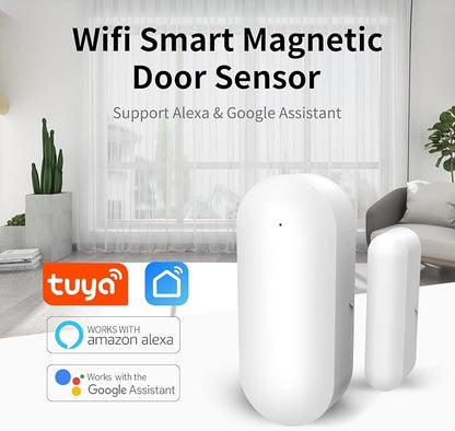 Door/Window Sensors Alarm System,Triggers APP Alarm NotificationImmediately Upon Door Opening, WiFi-Connected Smart Life Tuya Control for Apartment,Kids Safety
