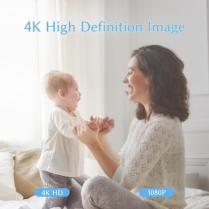 Home Security Camera, 4K HD Mini WiFi Portable Nanny Cam with AI Motion Detection & Night Vision Tiny Cameras for Home Pet Baby Office Indoor Outdoor