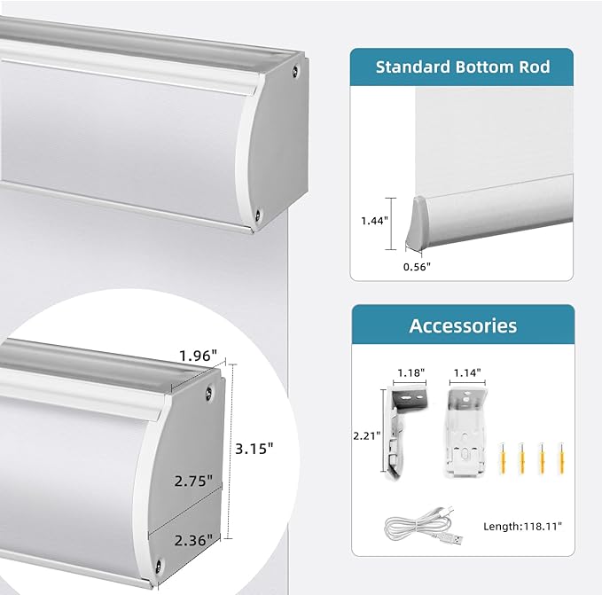 SmartWings Motorized Light Filtering Shades, Work with Matter Thread Apple Homekit Google Z-Wave Alexa, 70% Blackout Smart Window Blinds Translucent, Cordless with Remote Control, Essential White