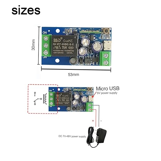 WiFi Smart Switch, Ewelink Smart Relay Module, Compatible with Alexa Google Home, USB 5v/12v/24v/48v Inching Selflock Remote ON Off(2 Pack)