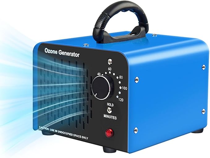 Ozone Generator 96,000mg, Commercial Ozone Machine Odor Removal, High Capacity O3 Ionizer Air Purifier Deodorizer, Portable Mini for Car, Home, Smoke, Pets, Industrial -Blue