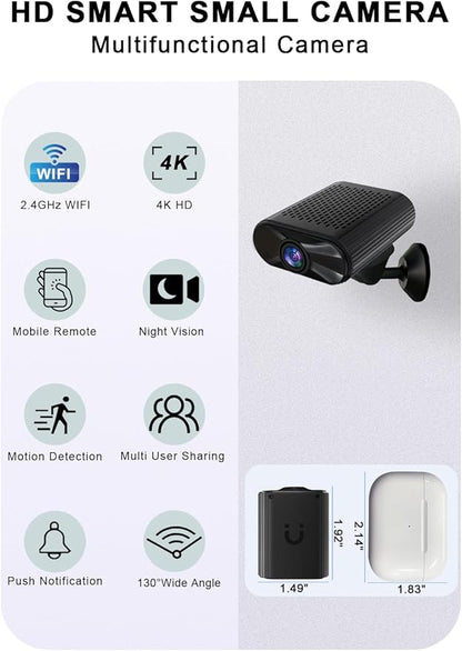 Mini Camera - 4K HD Wireless Small Camera - Tiny Indoor Security Cameras with Night Vision & Motion Detection, APP Control Nanny Cam for Home, Office, Baby, Pet, Miniguard Cam ( 2.4G & 5GHz WiFi )