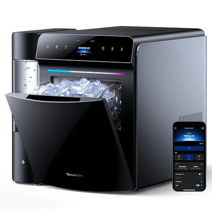 GoveeLife Smart Countertop Ice Maker 2 Pro, 3 Mins 9 Ice Cubes with 3 Sizes | 47lbs Daily, 40dB Quiet, Smart Pre-Cooling, App & Voice Control, Self-Clean, Dual Water Tanks for Home, Coffee, Party, Office