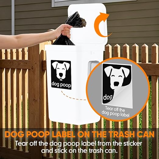Moryimi Dog Poop Trash Can Outside, 3.1 Gallon Dog Waste Trash Can with Trash Bag Dispenser, Outdoor Dog Poop Trash Can with Lid, White Hanging Trash Can for Fence, Garbage, Outdoors, Counter Top