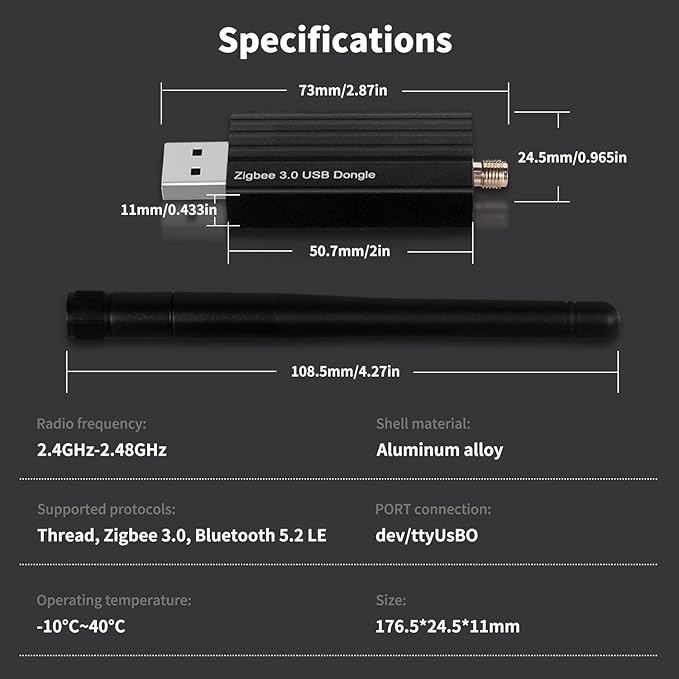 Haozee Zigbee Gateway, A Universal Gateway Dongle Plus, TICC2652P1+CH340C Zigbee USB Flash Drive Coordinator for ZHA in Home Assistant or Zigbee2MQTT, Open HAB etc.