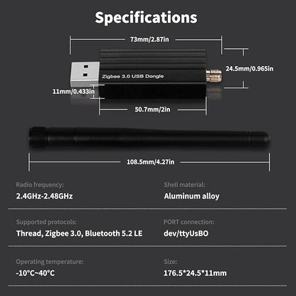 Haozee Zigbee Gateway, A Universal Gateway Dongle Plus, TICC2652P1+CH340C Zigbee USB Flash Drive Coordinator for ZHA in Home Assistant or Zigbee2MQTT, Open HAB etc.