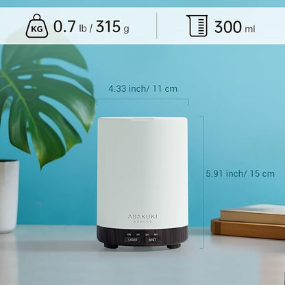 ASAKUKI Essential Oil Diffuser for Home, 300 ml Humidifier with Automatic Shut-Off, Quiet Aromatherapy Diffuser with 7 LED Lights for Living Room, Kitchen, Bedroom, Hotel - Black