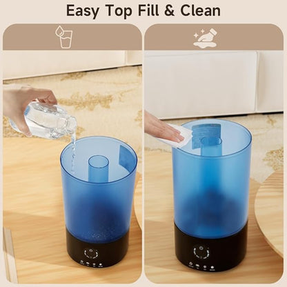 Humidifiers for Bedroom, 3.2L Quiet Ultrasonic Cool Mist Humidifier with 360° Nozzle, 18H Runtime, Timer (1/2/4/8H), Auto Shut-Off, 7-Color RGB Light, Adjustable Mist, for Home, Nursery & Plants