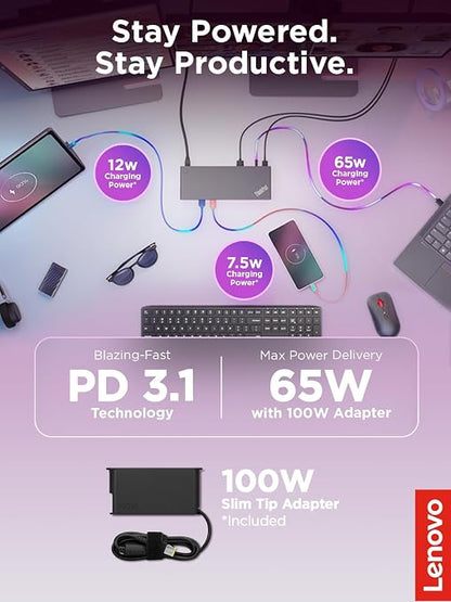 Lenovo ThinkPad USB4 Dock 5000, 40Gbps Bandwidth, Universal Compatibility, 65W Charging, Multiple Display Support, Black | USB4 technology with 40Gbps speed and 8K display support for workstations, laptops and productivity