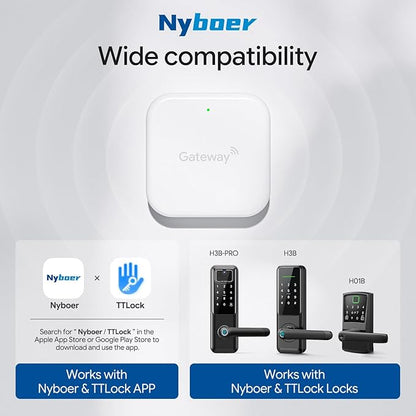 Wi-Fi Gateway Remotely Control Smart Fingerprint Door Lock with TT Lock App, Gateway Smart Hub Compatible with Alexa Voice Control,Electronic Lock Assemblies by Nyboer