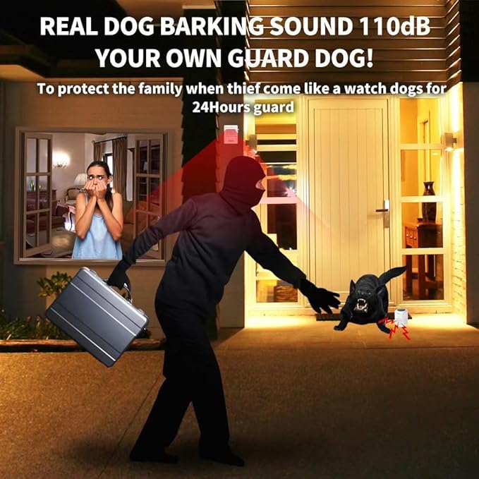Barking Dog Alarm Motion Detector,Pir Human Body Sensor Alarm Electronic Burglar Deterrent Loud Siren,with Remote & USB,Say Goodbye to Unwanted Intruders