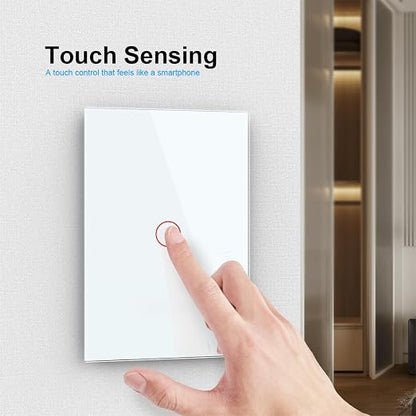LIVOLO 1 Circle 1 Way Modern Electrical Light Switch Single Pole Wall Switch Touch Light Switch with Led Indicator,No Neutral Wire,White… | Tempered Glass Switch with Led Indicator,No Neutral Wire Required,Touch control,LED indicator, single pole