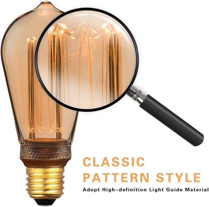 Vintage Edison Light Bulb, Decorative Dimmable LED Bulb, 3.5W Low Lumen Eye-Caring Soft Dim Lighting for Mood(Not Daylight White), Virtual Squirrel Cage Filament, E26 Medium Base, Amber RN ST64