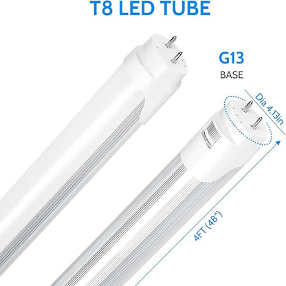 LightingWill LED T8 Light Tube 4FT, Natural White 4000K, Dual-End Powered Ballast Bypass, 2000Lumen 18W (40W Equivalent Fluorescent Bulb Replacement), Clear Cover, AC85-265V Lighting Fixture, 4 Pack