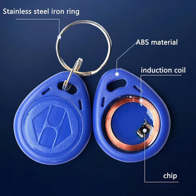 RFID 125KHz Blue Keychain ID Access Card Proximity Card Tag for Access Control Systems (10-Pack)