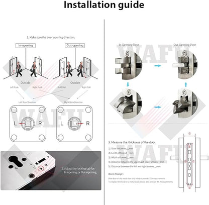 Smart Lock with 120° Wide-Angle Camera and Smart Doorbell Keyless Entry Door Lock Handle Aluminum Alloy Biometric Door Lock TY App Remote Operation WiFi for 35-60mm Office Home Bedroom Door