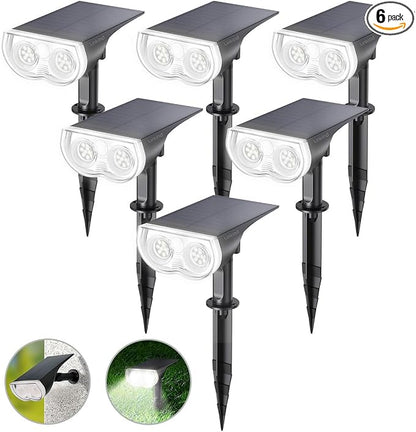 Linkind Solar Lights Outdoor Waterproof Landscape Spotlight Daylight 6 Pack | Starray, 3 Lighting Modes, 6500K, Dusk to Dawn, Auto On Off for Landscape Garden Yard Tree Flag Pathway Patio House Sign