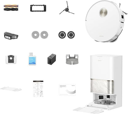 DREAME L60 Ultra Robot Vacuum and Mop, 35,000Pa Suction, Detangling Brush, AI-Enhanced 3D ToF Vision, 100℃ Mop Self-Cleaning, 280+ Object Types, Extendable Side Brush and Mop, White
