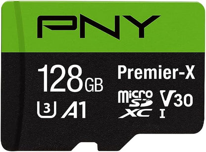 PNY 128GB Premier-X C10 U3 V30 A1 microSDXC Flash Memory Card, UHS-I