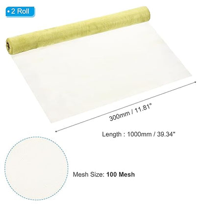 PATIKIL Brass Woven Wire Mesh Screen Roll 39x12, 2 Roll 100 Mesh Filter Metal Coarse Dense Gauze Mesh for Window Security Vent Cover Filtration Animals Fence, Yellow