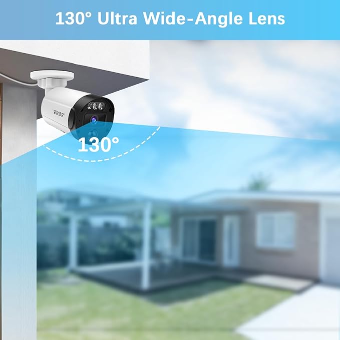 【90-Day Storage & 2-Way Audio】 5MP Outdoor Wired Security Camera System, Wired Home Security Camera System, Home Video Surveillance System