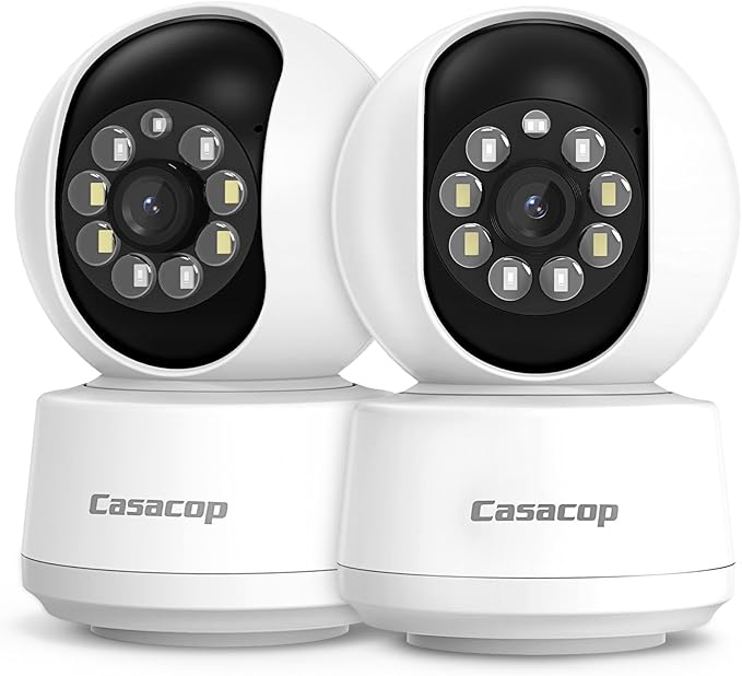 2PCS Smart Security Camera - 2K Home Security Camera, Pan & Tilt 2.4Ghz Indoor, with Person, Vehicle, Animal Detection, Phone App 2-Way Audio, Compatible with Alexa and Google Assistant