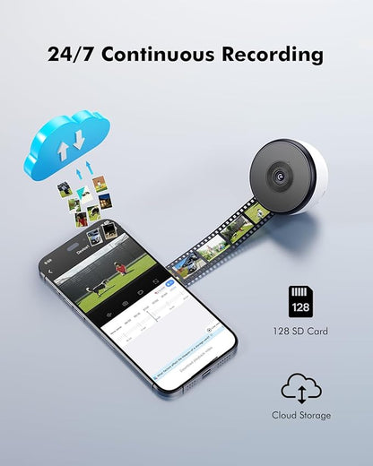 3MP 2K Window Security Camera, 5G & 2.4GHz WiFi Indoor Camera for Home Security with Starlight Color Night Vision, 24/7 Recording, Motion Detection, Easy & Quick Window Mount for Outdoor Monitoring