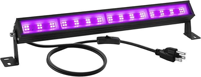 38W LED Black Light Bar Blacklight Bars with Plug and Switch Light Up 22x22ft Area for Glow Party Halloween Parties Bedroom Decorations Stage Lighting -1pack