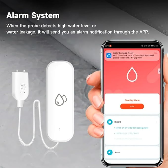 Zigbee Water Leak Sensor, Require Zigbee Hub, Tuya Water Leak Detector for Alarm System and Smart Home Automation for Kitchen Bathroom Compatible with Alexa Google Home (4)