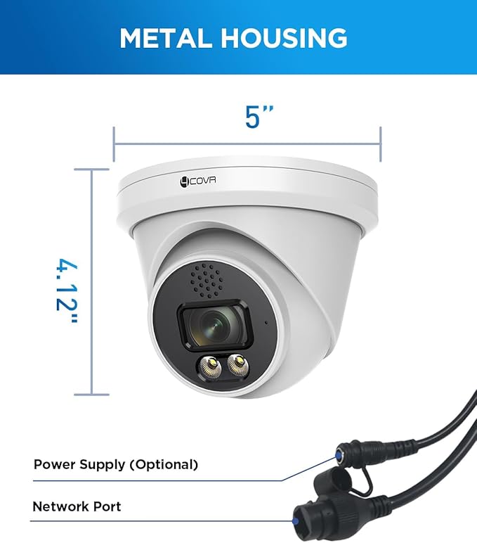 4COVR 4K PoE Dome Camera with Spotlight Color Night Vision, 8MP Wired Surveillance IP Security Camera Outdoor, Smart AI Human/Vehicle Detection, Two-Way Talk, Up to 256GB microSD Card, LY97KA8MA