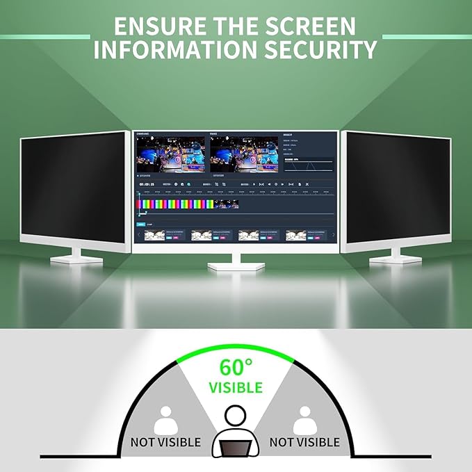 2 Pack- 32 Inch Curved Computer Privacy Screen Filter for 16:9 Widescreen Computer Monitor Computer Screen Protector Computer Screen Privacy Shield Anti Glare and Blue Light