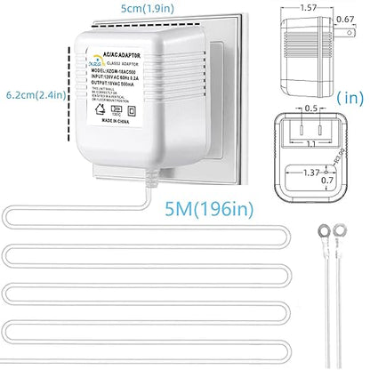 XZGm18V500MA doorbell Power Adapter, Video doorbell Special Power Transformer, Compatible with Ring, Nest, Eufy, Wyze, Arlo Wireless Video doorbell (with 196in Cable White)