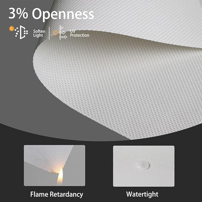 Motorized Solar Shades, Light Filtering Smart Blinds for Windows Automatic Blinds Compatible with Alexa, Falme Resistant Roller Shades Customized for Office Living Room (3% Openness White)