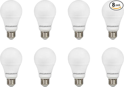 Sylvania Ultra LED A19 Light Bulb, 75W Equivalent, Efficient 12W, 13 Year, Dimmable, 1100 Lumens, 2700K, Soft White - 8 Pack (41957)