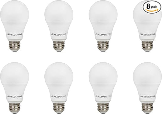LEDVANCE Sylvania Ultra LED A19 Light Bulb, 60W Equivalent, Efficient 9W, 13 Year, 800 Lumens, Dimmable, Frosted Finish, Medium Base, 5000K, Daylight - 8 Pack (41956)