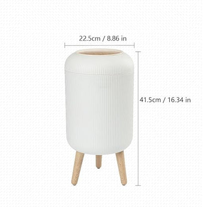 URALFA Bathroom Trash Can with Lid, 3 Gallon / 11L Garbage Can with Pop-Up Lid, Small Dog Proof Trash Cans, Plastic Waste Basket with Removable Legs for Bathroom, Bedroom, Kitchen, Office, White