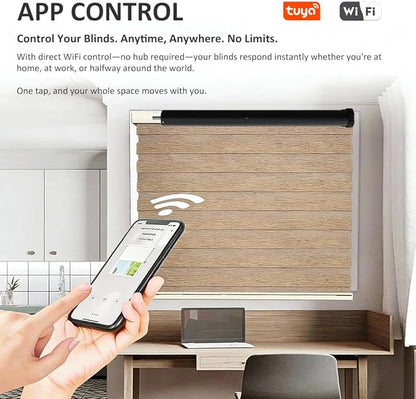 Tuya WiFi Smart Roller Shade Motor, Wired Electric Blind Retrofit Kit, No Hub Needed, Compatible with Alexa/Google Home, High Torque, Remote Included, 110V (10 N.m for Φ50mm (2") Round Tube)