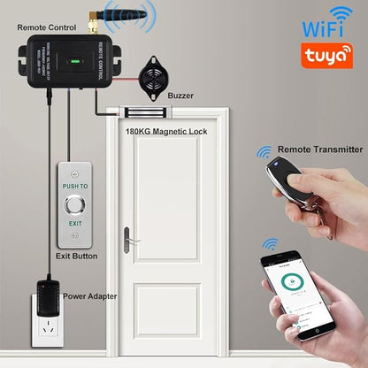 YiToo WiFi Tuya Access Control 180kg/350lbs Electric Magnetic Door Lock Kit System Gate Remote Control Smartphone APP Control