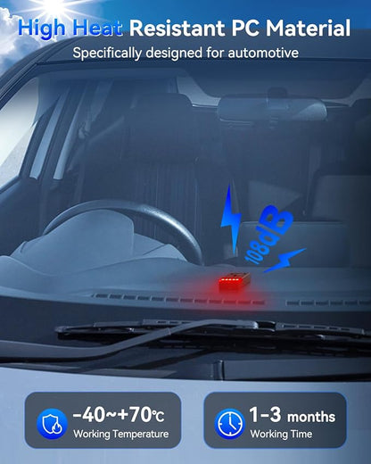 108dB Car Alarm System, Car Anti-Theft Vibration Sensor Alarm & Red Light, Wireless Remote Anti Theft Vehicle Device with Magnetic Install Design for RV, SUV, Truck