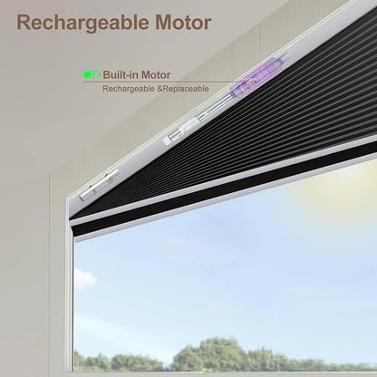 Godark Smart Angled Customized Blackout Honeycomb Blinds Suitable for Trapezoidal/Triangular/Polygonal Windows Motorized Cellular Shades Compatible with Alexa/Google Home/Tuya APP-Black